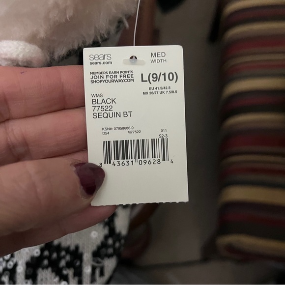 Joe Boxer Black and White Slipper Boots - Picture 2 of 6